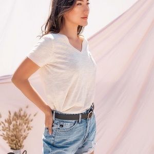 Double Zero LLacie Cream Heathered Pocket Tee S